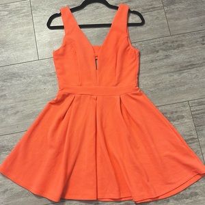 Neon Coral Pink Mini Dress, Size M